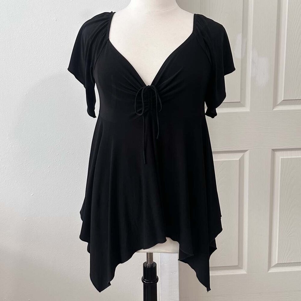 Black Babydoll Blouse, 1X/2X
